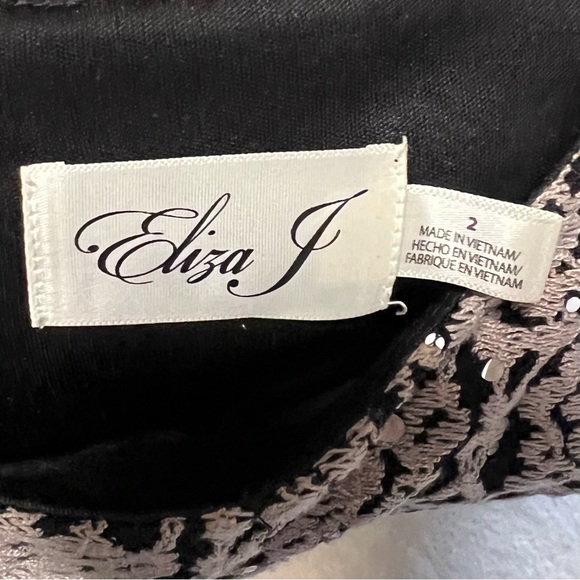 Eliza J Womens Lace Scalloped Boat Neck 3/4 Sleeve Sheath Dress - Picture 4 of 8